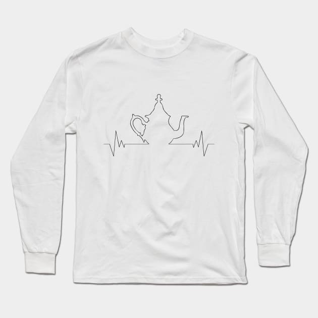 Moroccan Teapot Line Art - Atay Teapot -  Berrad Atay - Teapot Line Art Long Sleeve T-Shirt by Tilila